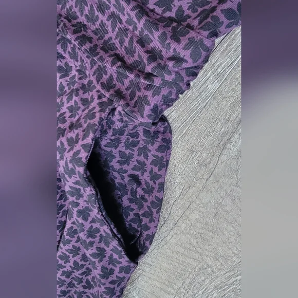 Boden Abigail Jersey Midi Dress Womens 8 Purple Black Leaf Print Long Sleeve - Picture 7 of 12